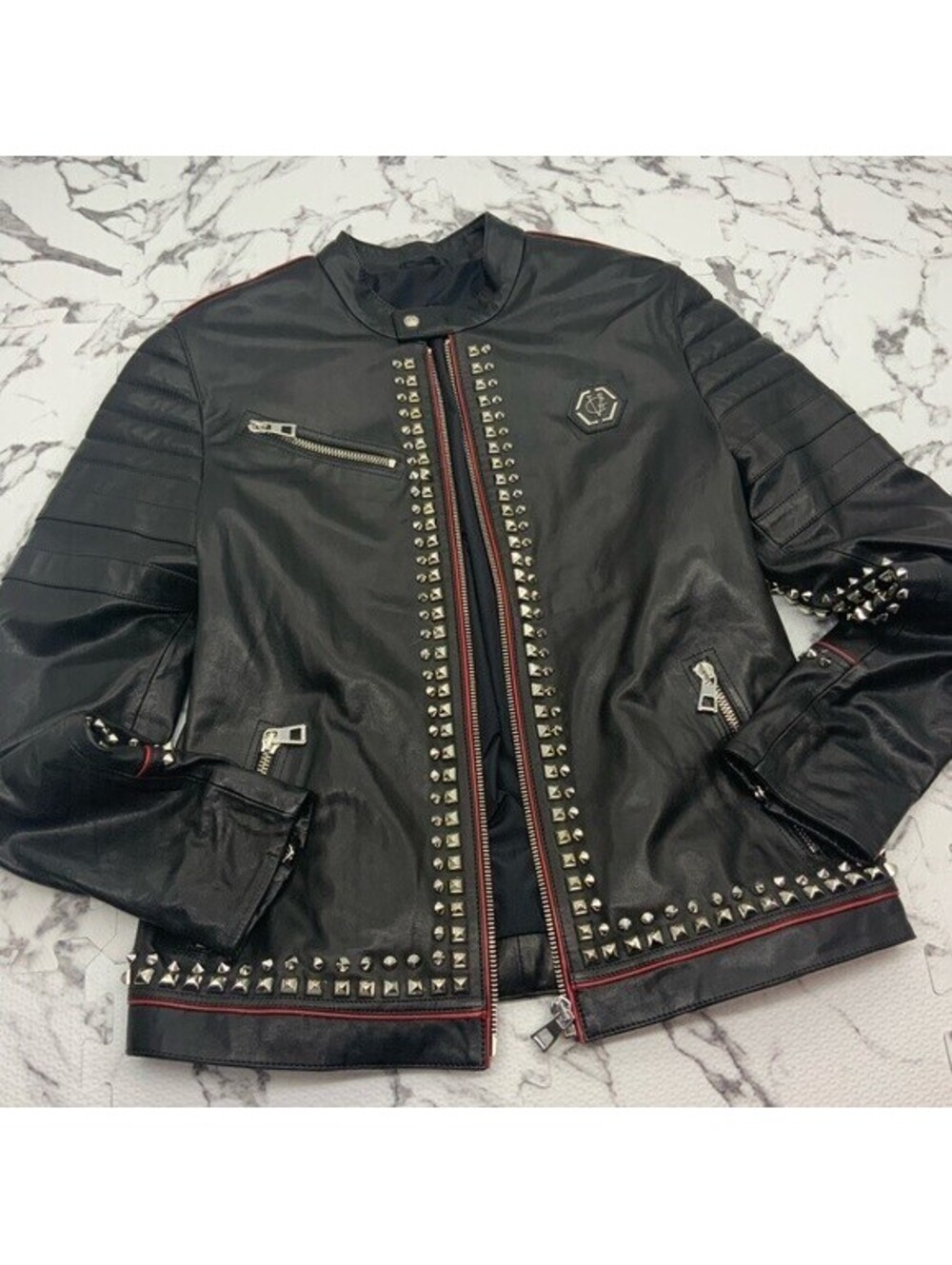 Men's Black Motorcycle Lambskin Genuine Leather Jacket